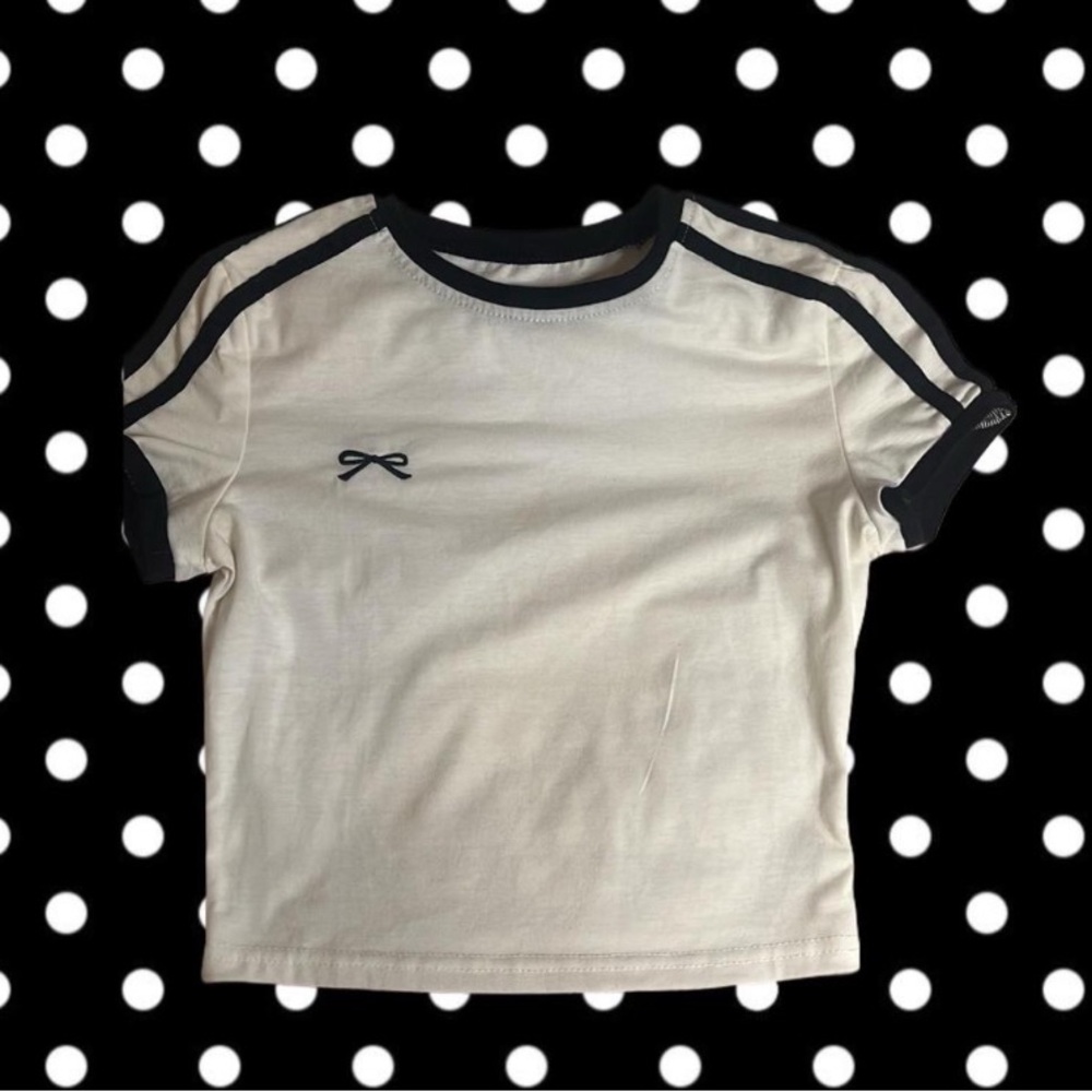 Stylish Cream and Black Crop Top